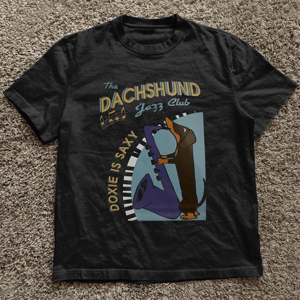 Black Dachshund Jazz Club T-Shirt